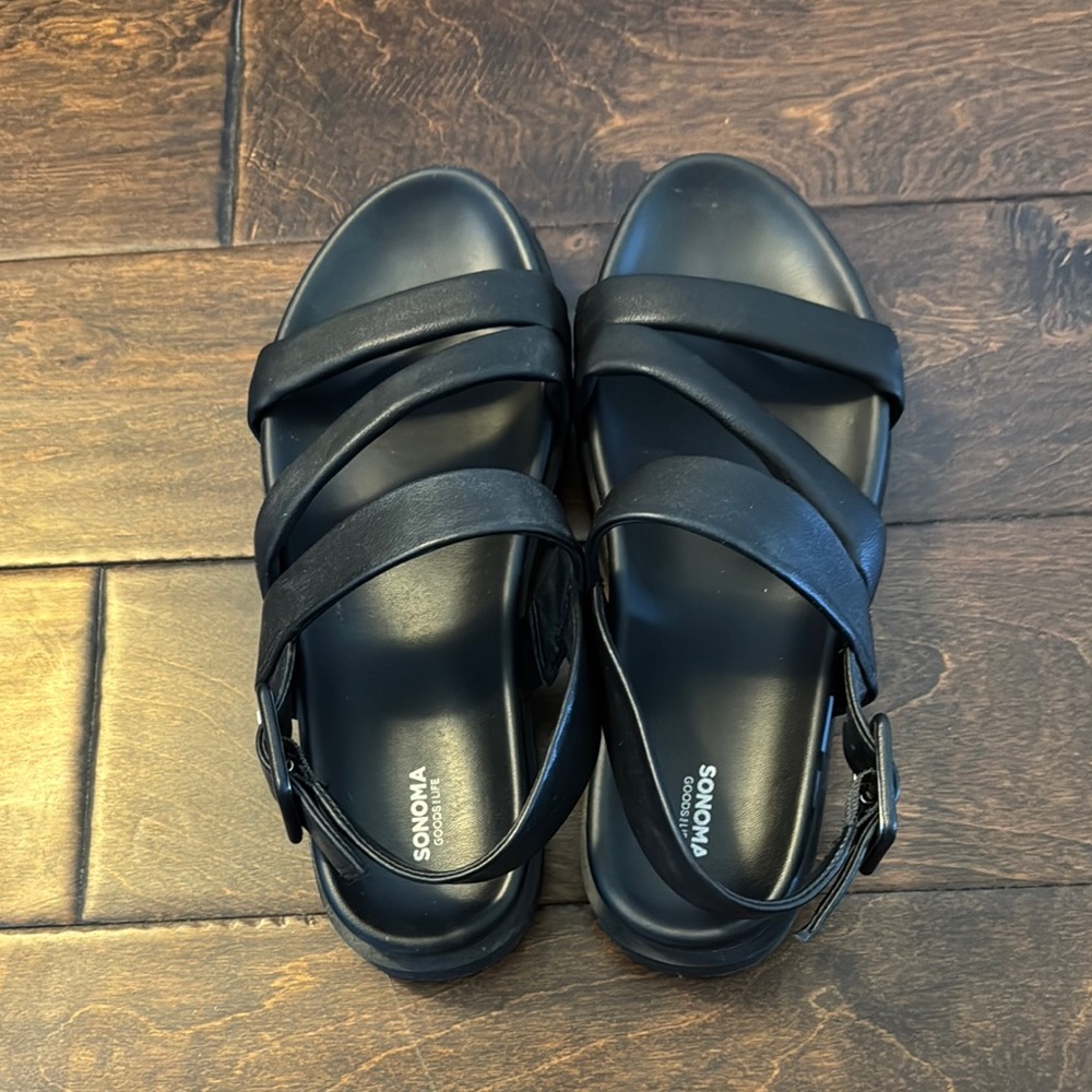 Sonoma Black Strappy Sandals with Leather Straps
